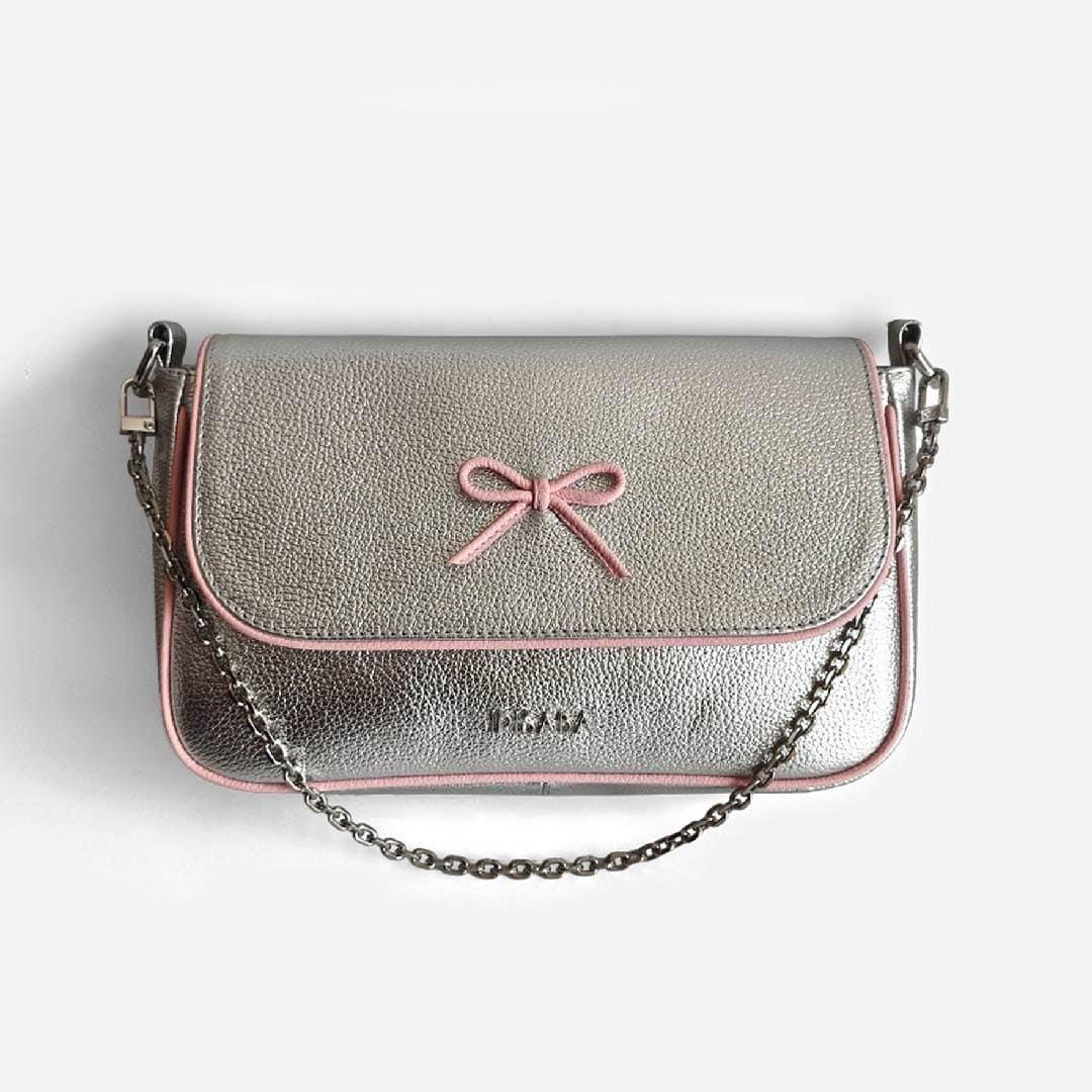 CARTERA JULIETTE PLATEADO CON ROSA