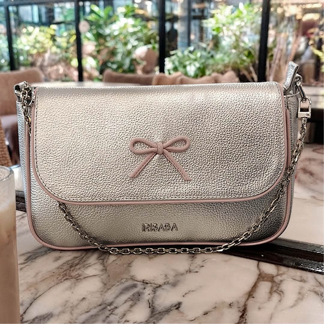 CARTERA JULIETTE PLATEADO CON ROSA