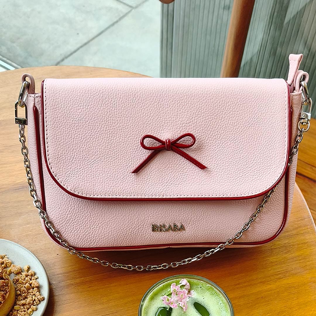 CARTERA JULIETTE ROSA CON ROJO