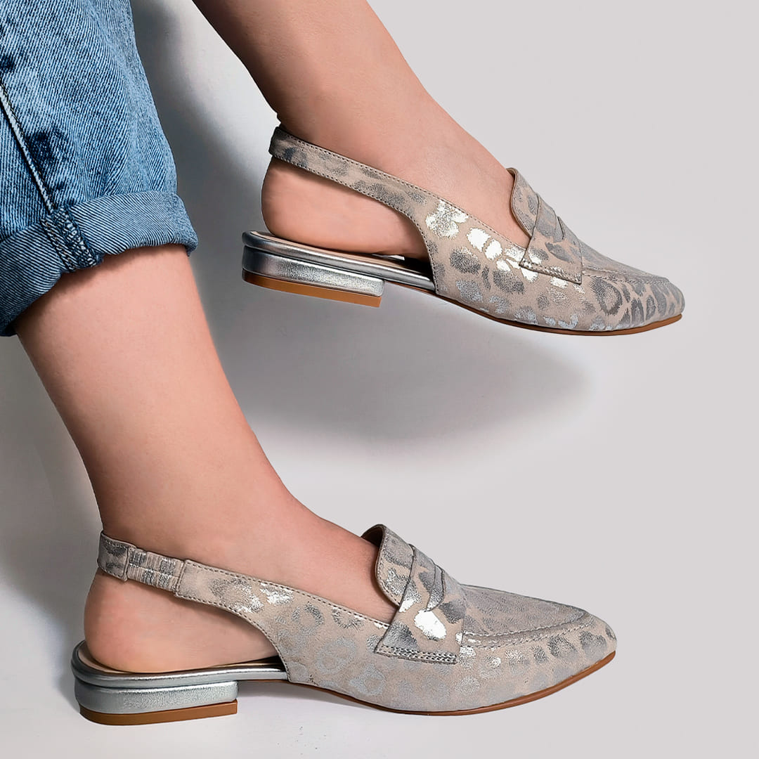 MOCASINES NAYA ANIMAL PRINT LEOPARDO PLATEADO