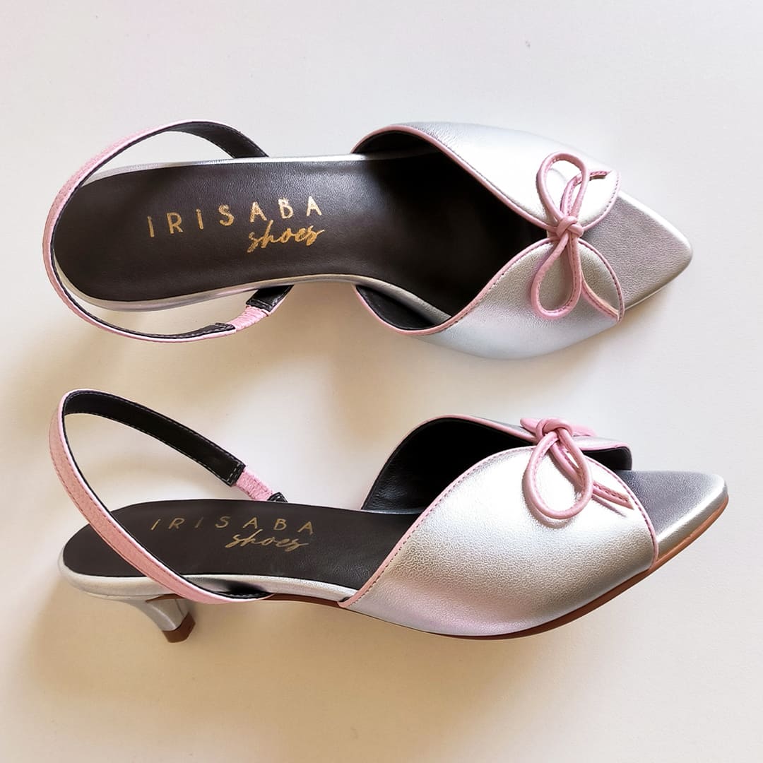 TACONES JULIETTE PLATEADO CON ROSA NACARADO