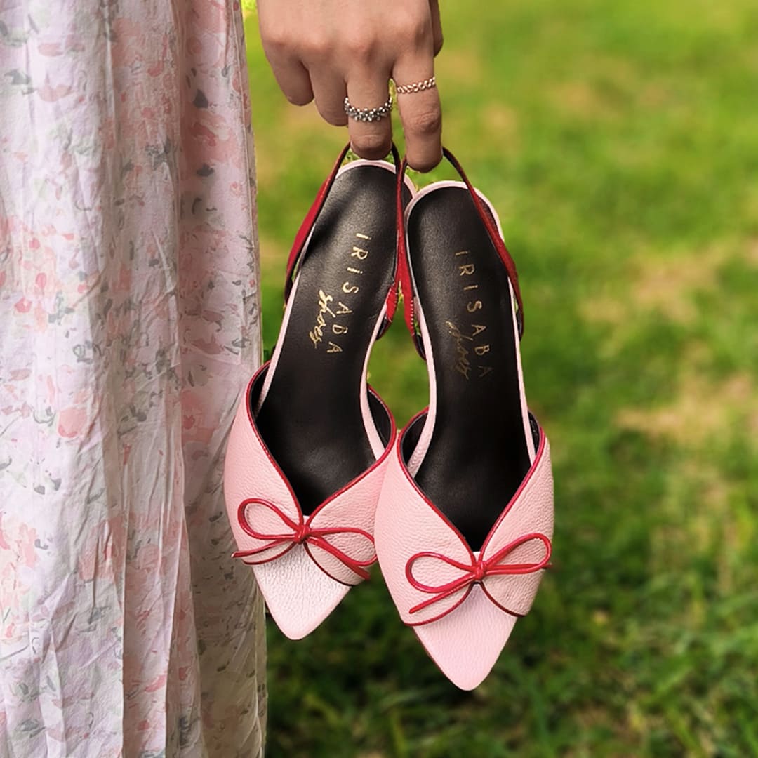 TACONES JULIETTE ROSA CON ROJO