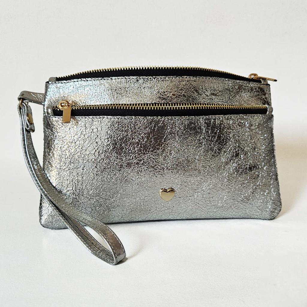 CARTERA DE MANO CASSANDRA PLATEADO