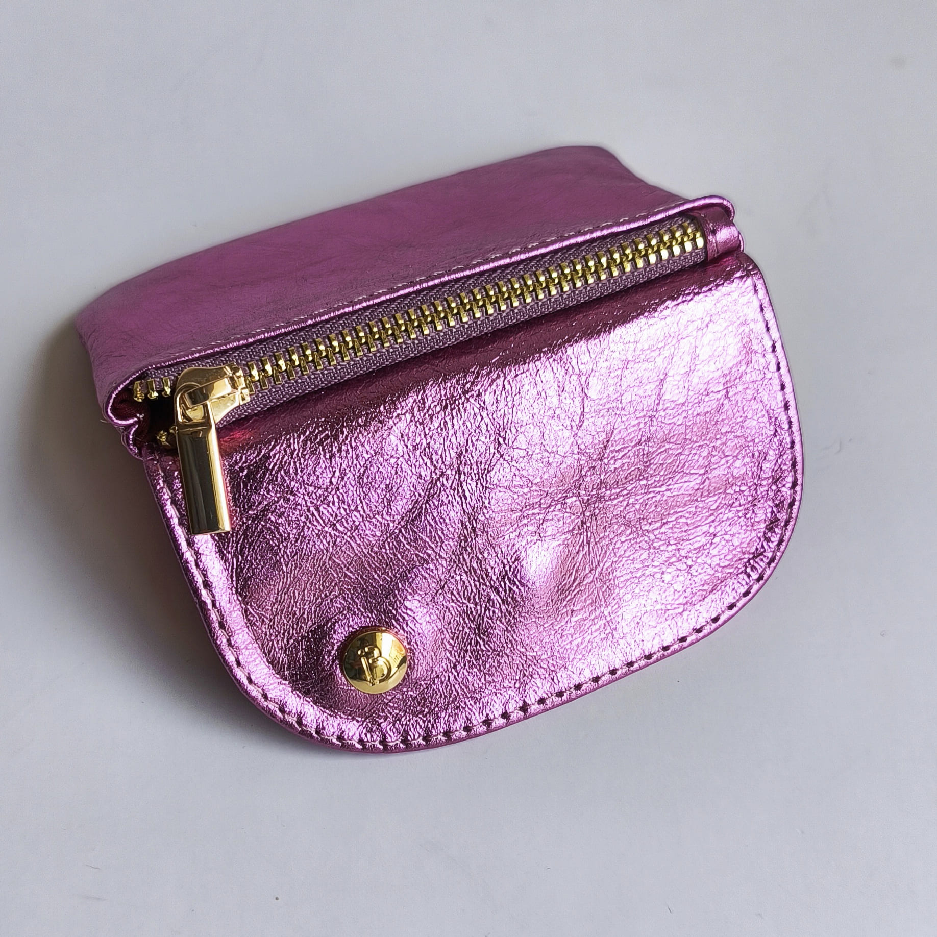 MONEDERO TARJETERO SERENA ROSA METALIZADO.