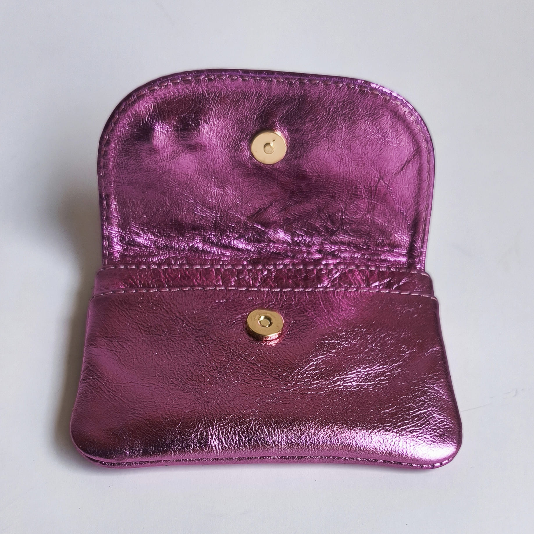 MONEDERO TARJETERO SERENA ROSA METALIZADO.