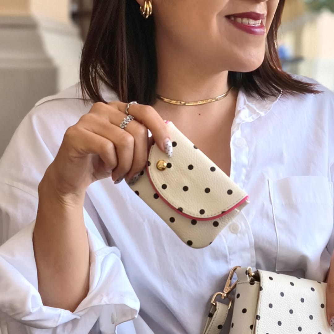 MONEDERO TARJETERO DOMENICA COLOR HUESO