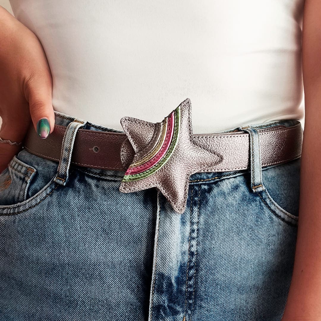 CINTURON IRIS PLATEADO PELTRE