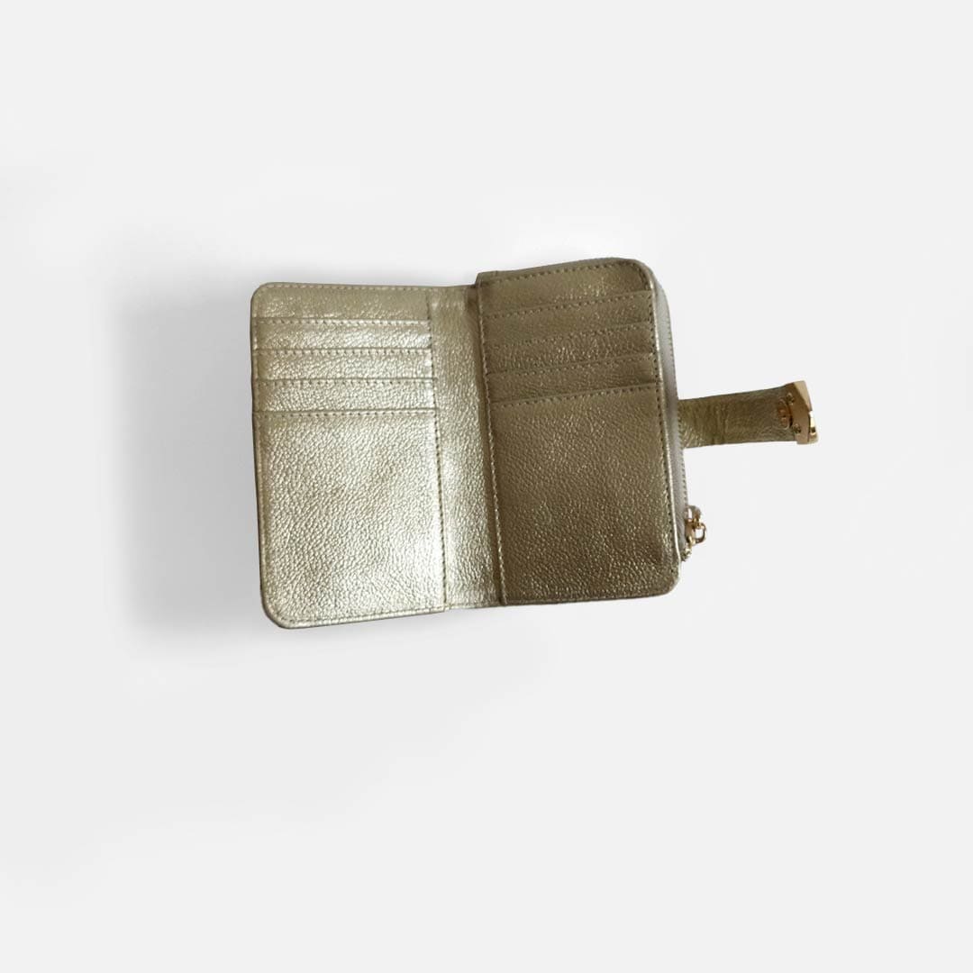 MONEDERO TARJETERO IRIS DORADO