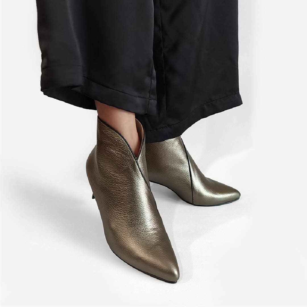 BOTINES CATALINA PLATEADO PELTRE