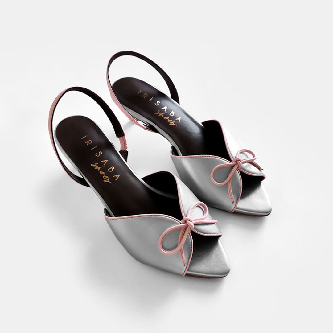 TACONES JULIETTE PLATEADO CON ROSA