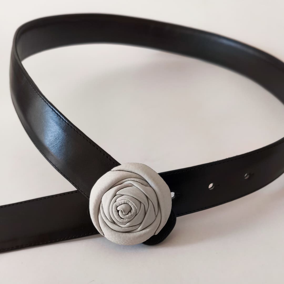 CINTURON ROSSETTA NEGRO C/IVORY