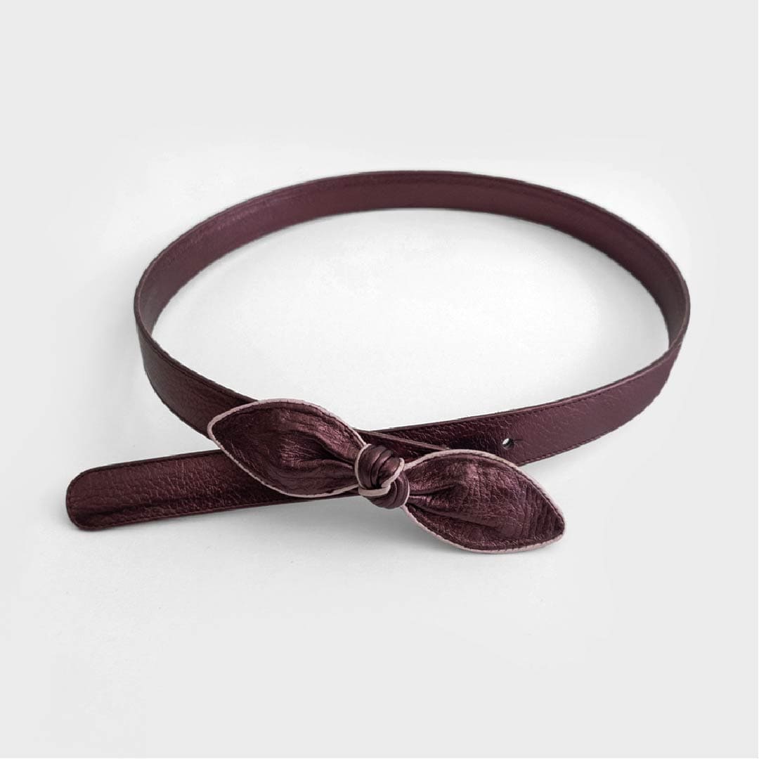 CINTURON NURIA BURGUNDY METALIZADO