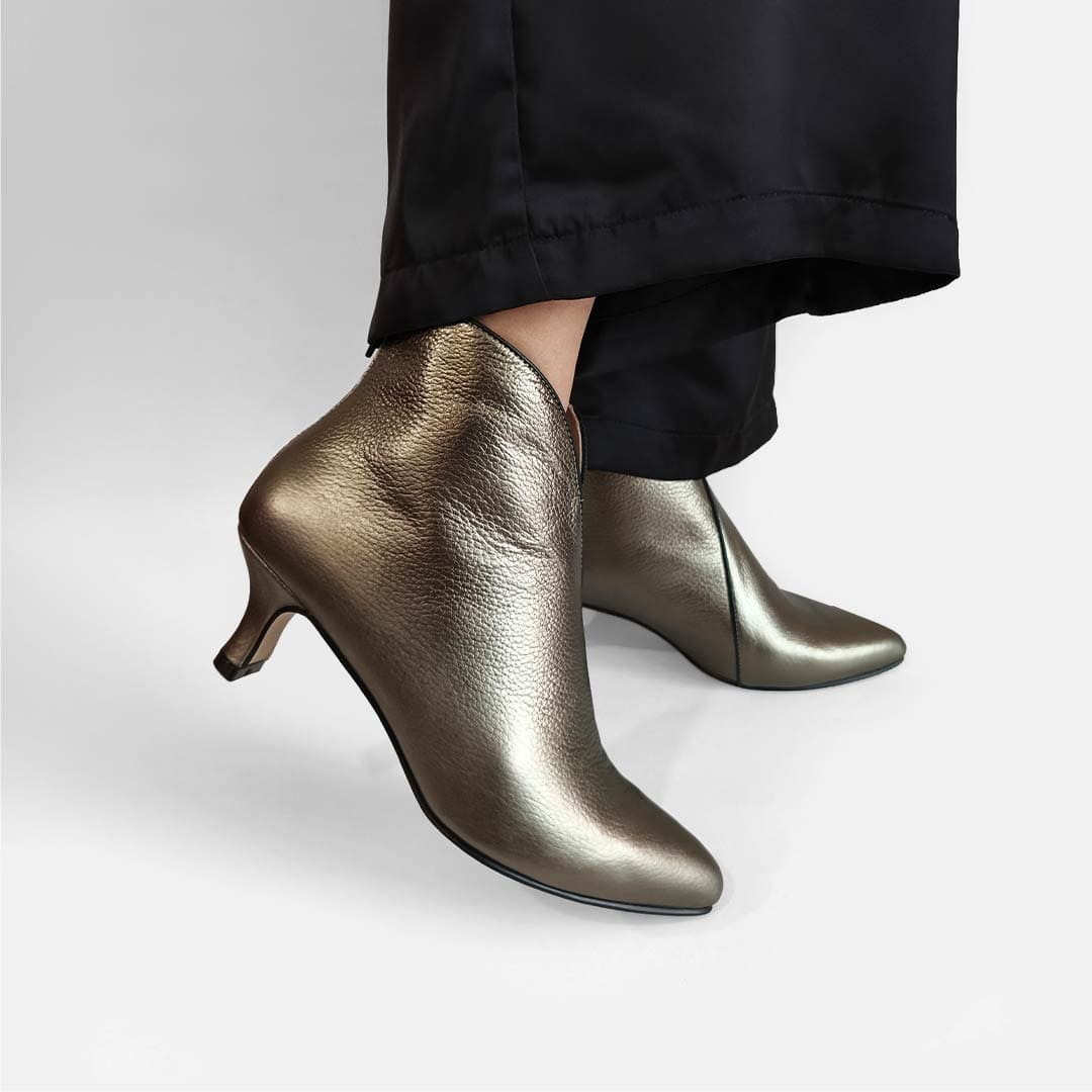 BOTINES CATALINA PLATEADO PELTRE