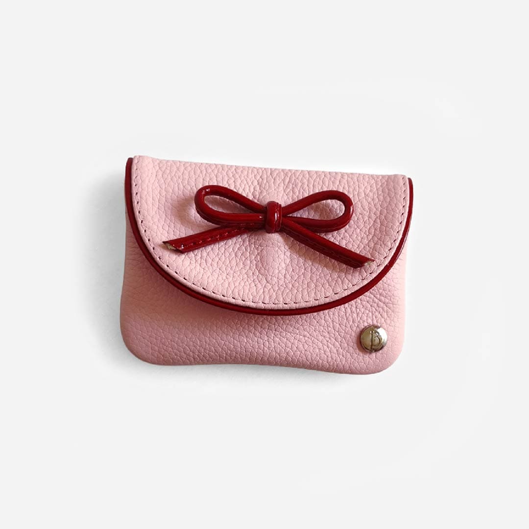 MONEDERO TARJETERO JULIETTE ROSA CON ROJO